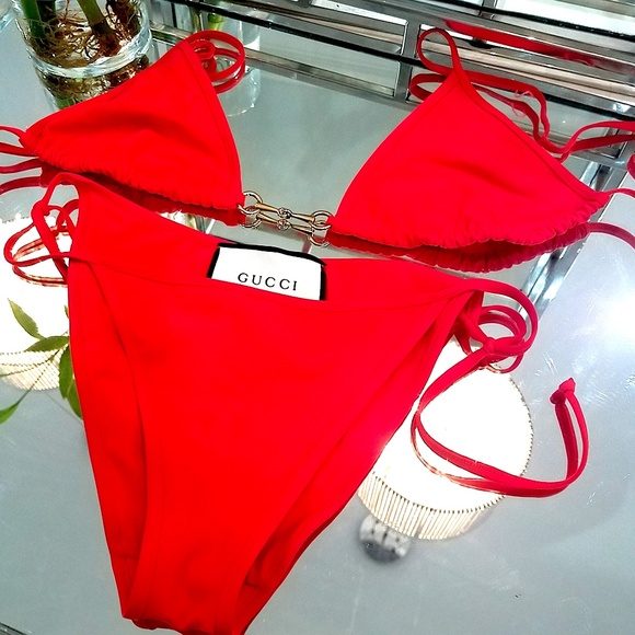 gucci red bathing suit